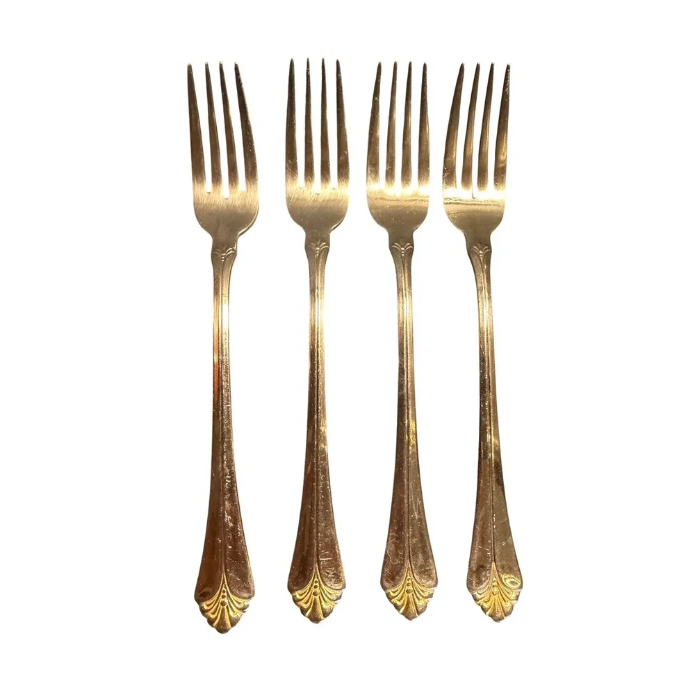 Towle‎ Santa Barbara Gold Accent Dinner Forks 18/8 Stainless Korea Set of 4